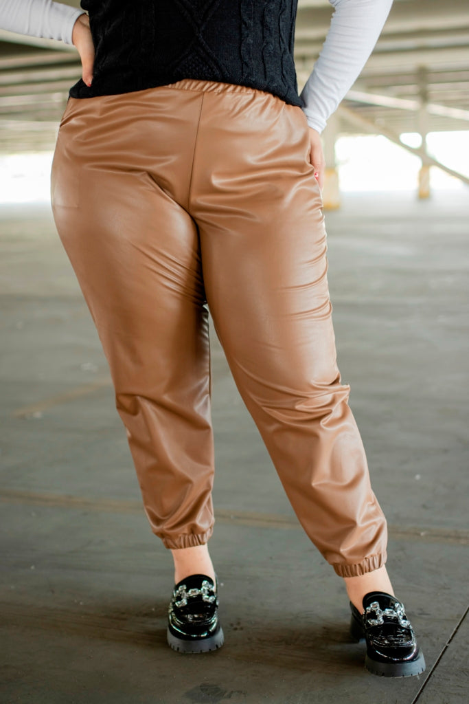 Pantalón jogger de piel