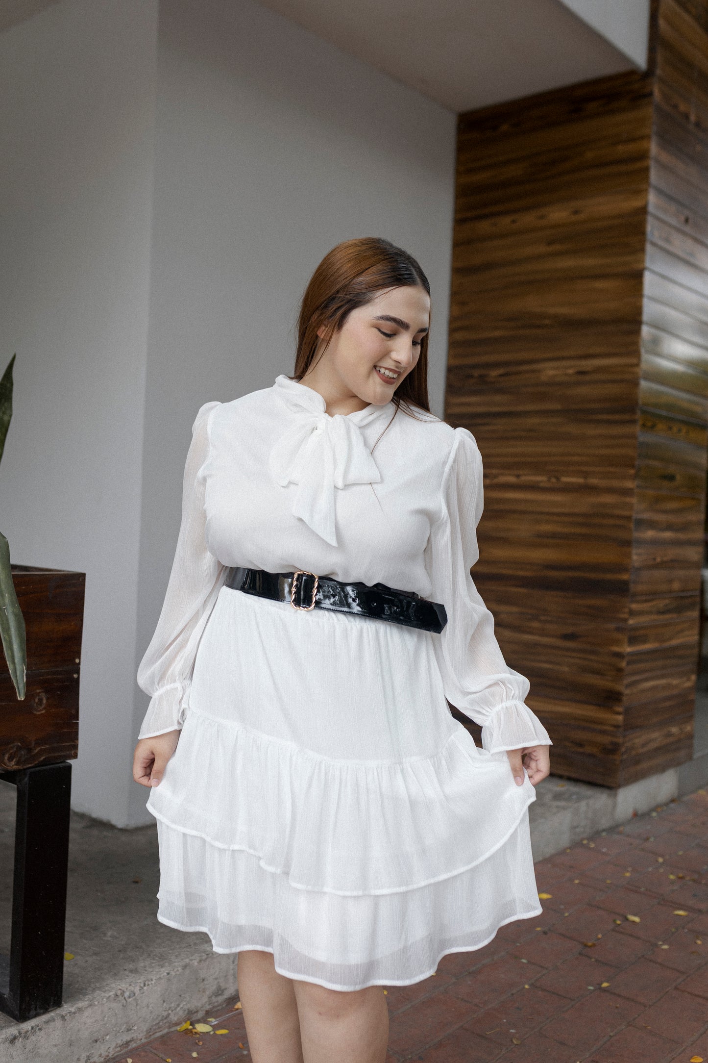 Vestido Manga Larga Con Cinto
