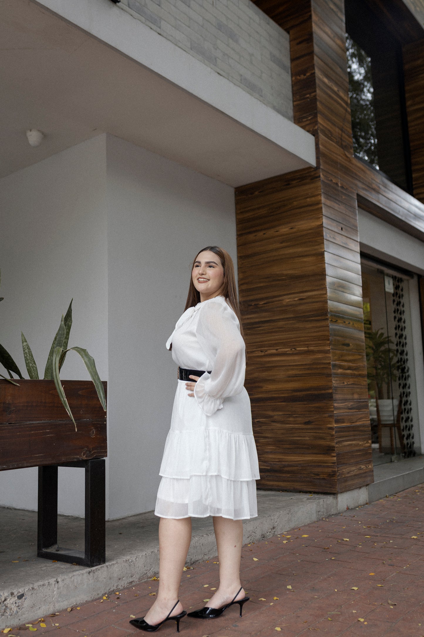 Vestido Manga Larga Con Cinto