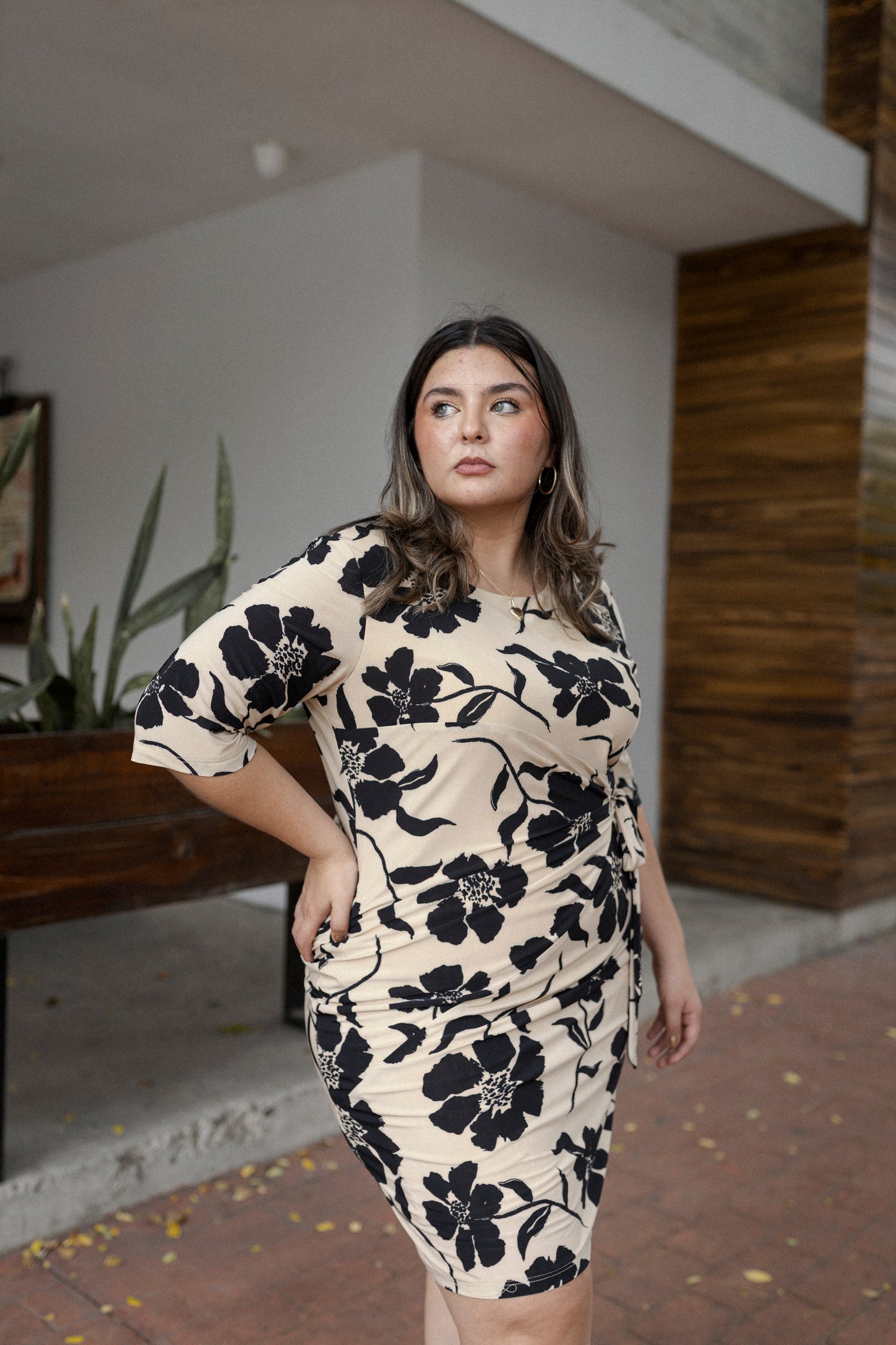 Vestido Estampado Manga 3/4