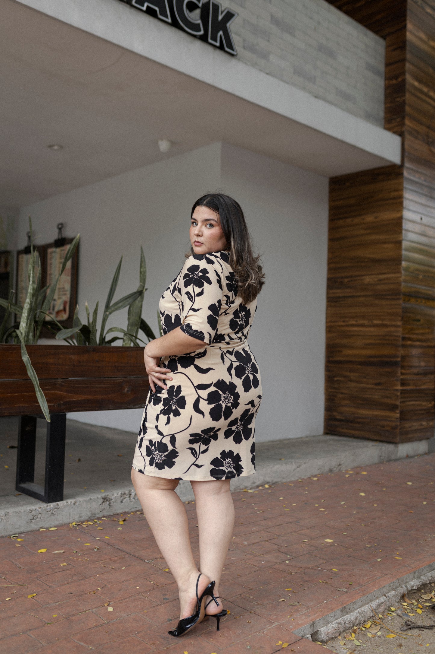 Vestido Estampado Manga 3/4