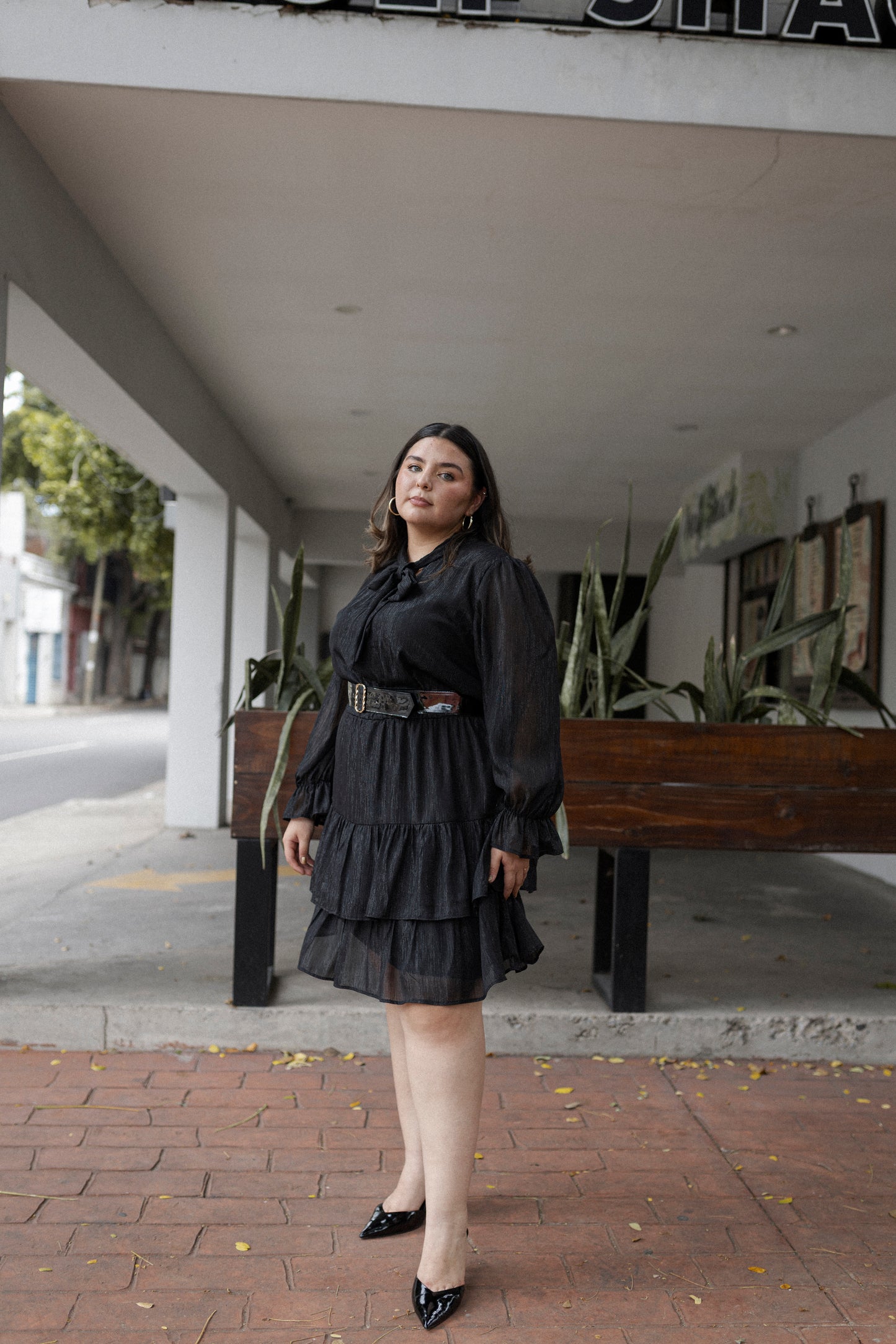 Vestido Manga Larga Con Cinto