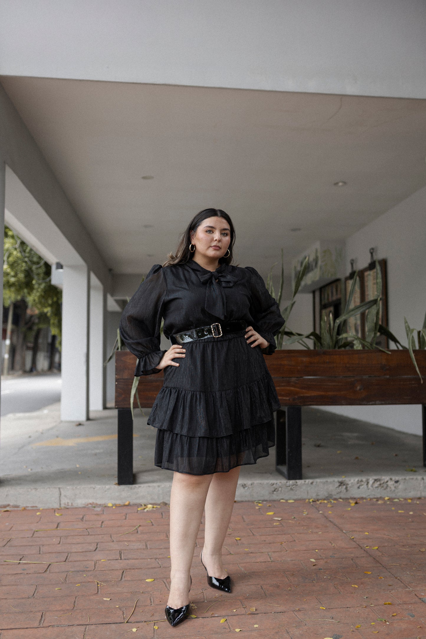 Vestido Manga Larga Con Cinto
