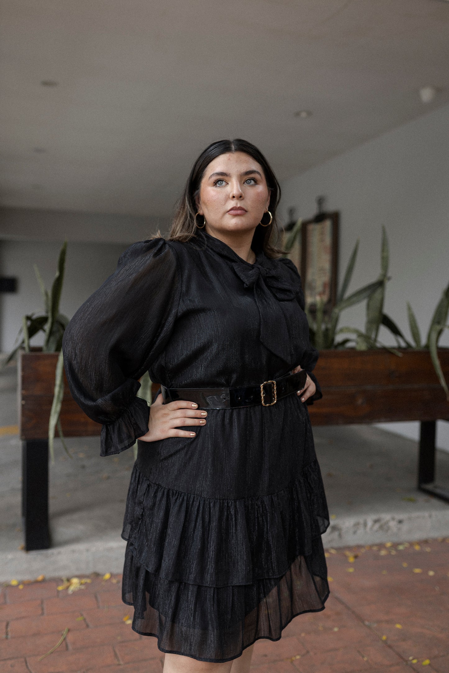 Vestido Manga Larga Con Cinto