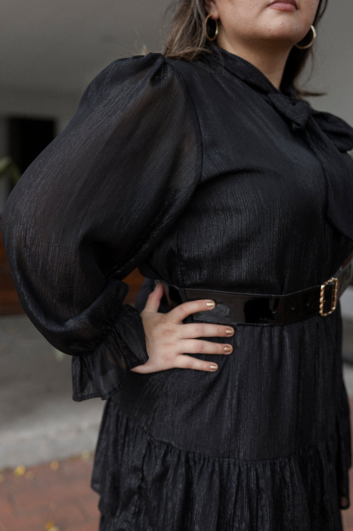 Vestido Manga Larga Con Cinto