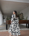 Vestido Estampado Cinto Manga 3/4
