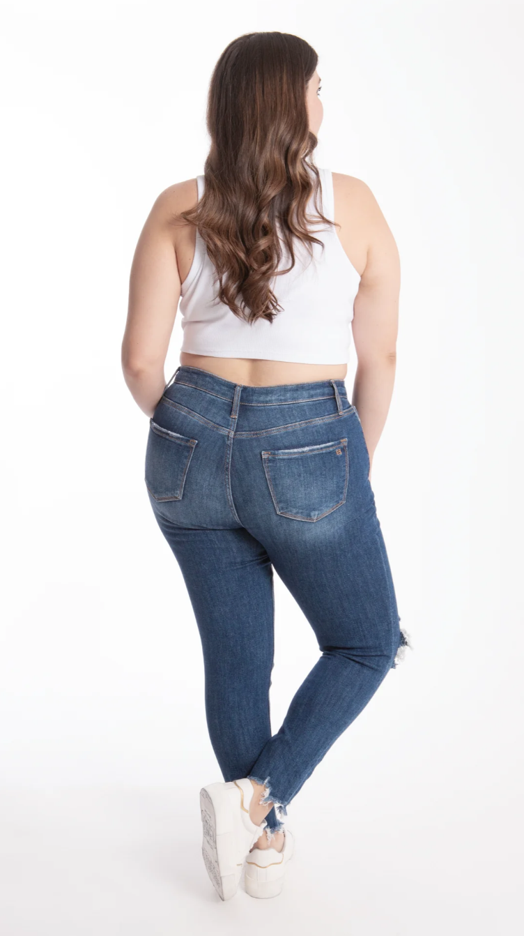 Jeans skinny con rotura