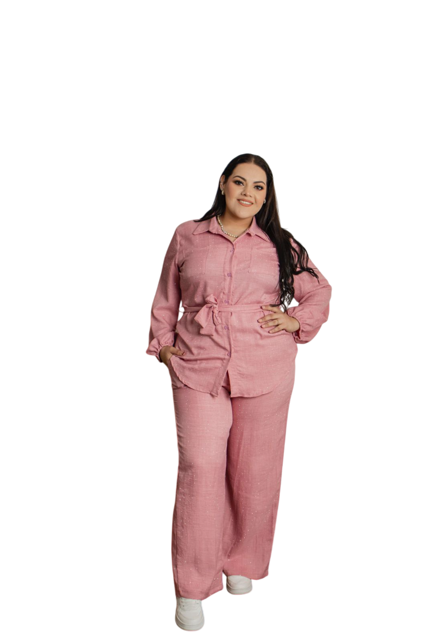 Set de blusa manga larga  y pantalón Con Piedras