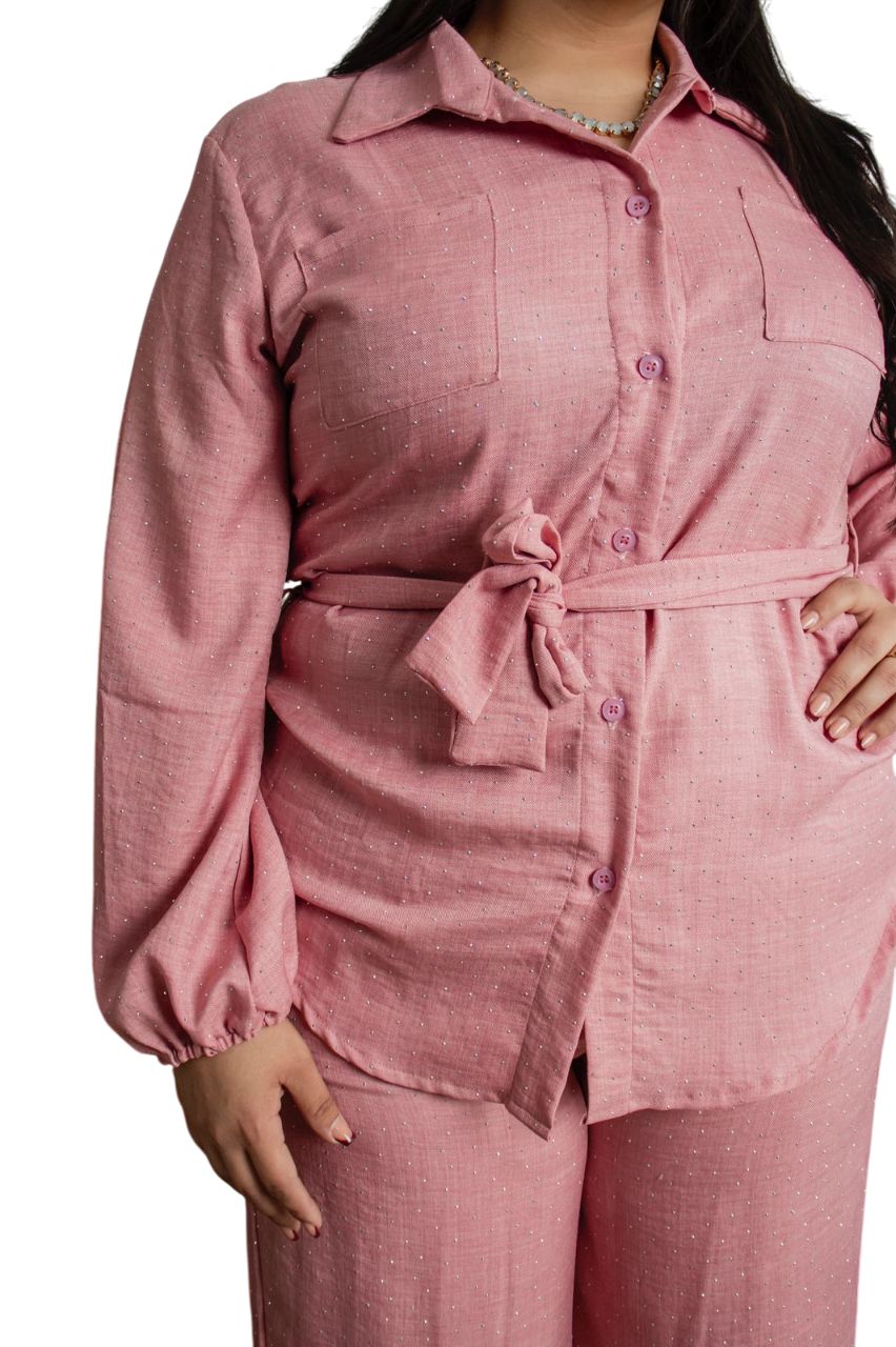 Set de blusa manga larga  y pantalón Con Piedras
