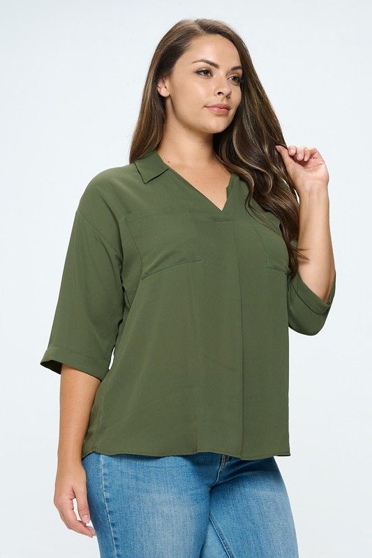 BLUSA  CUELLO V MANGA 3 / 4