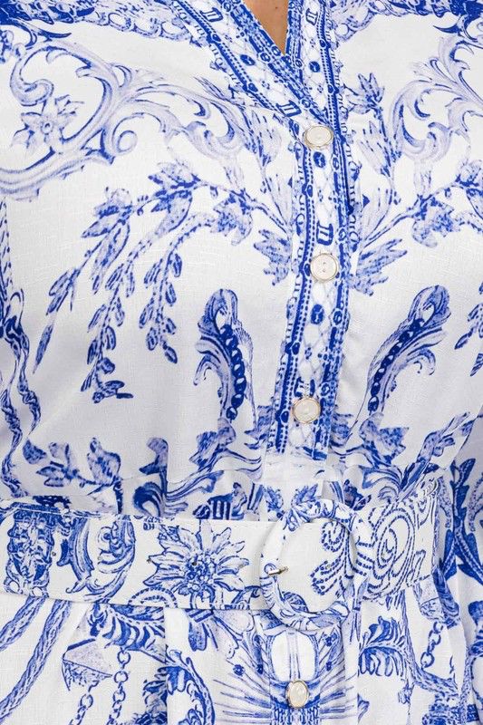 Vestido Con Lazo Midi Estampado