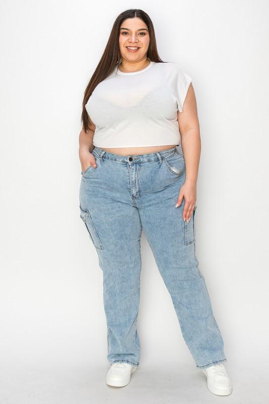 Jeans cargo de mezclilla