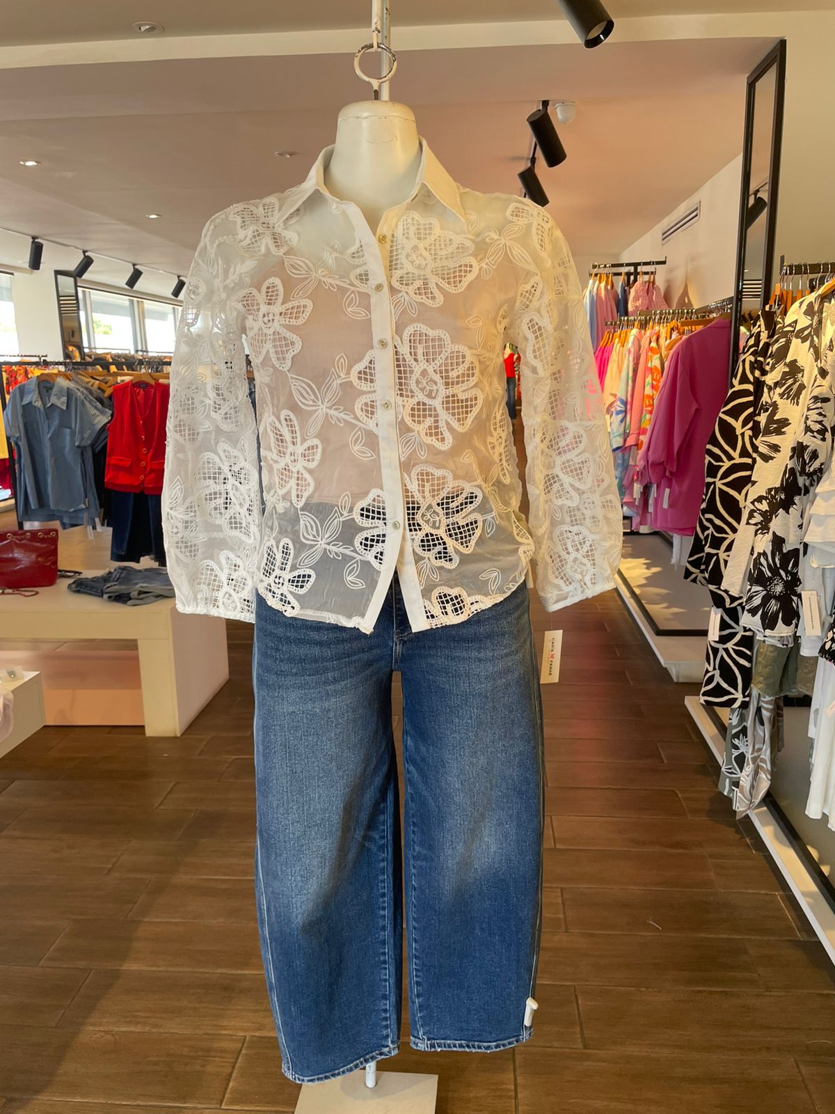 Blusa De Encaje Manga Larga