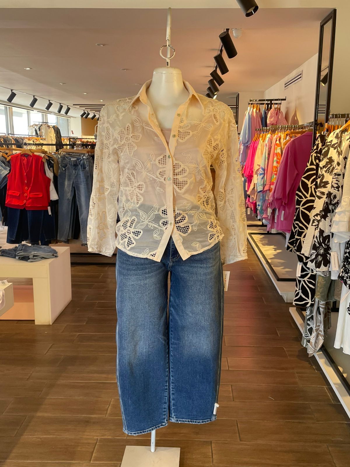 Blusa De Encaje Manga Larga