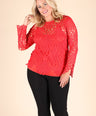 Blusa De Encaje Manga Larga
