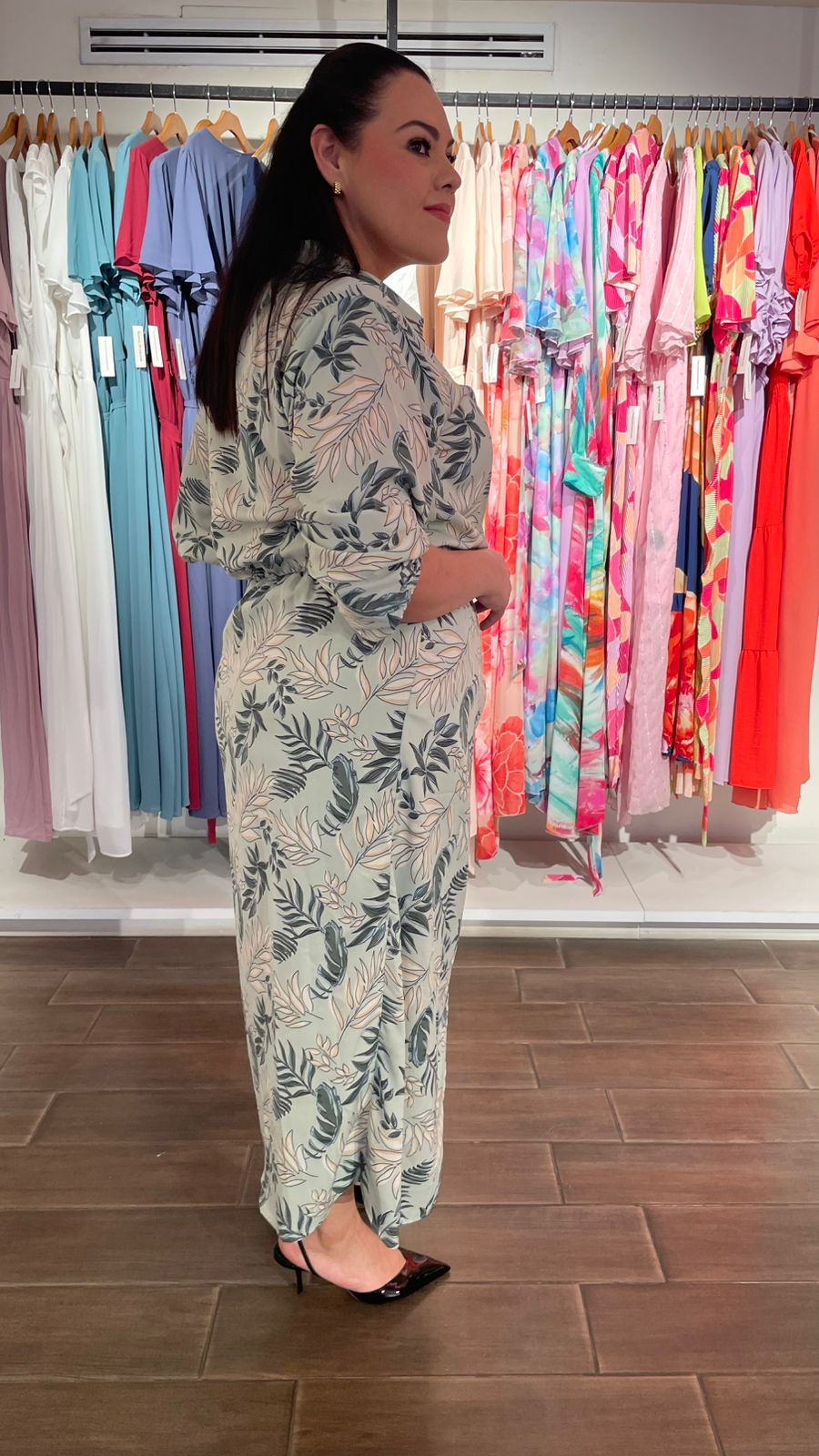 Vestido Estampado Manga 3/4