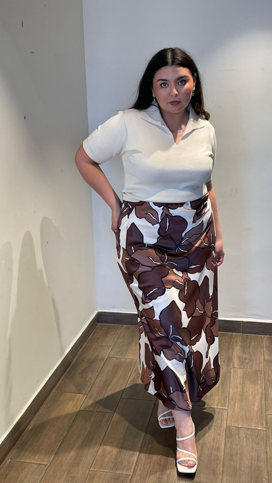 Falda En Satin Estampada