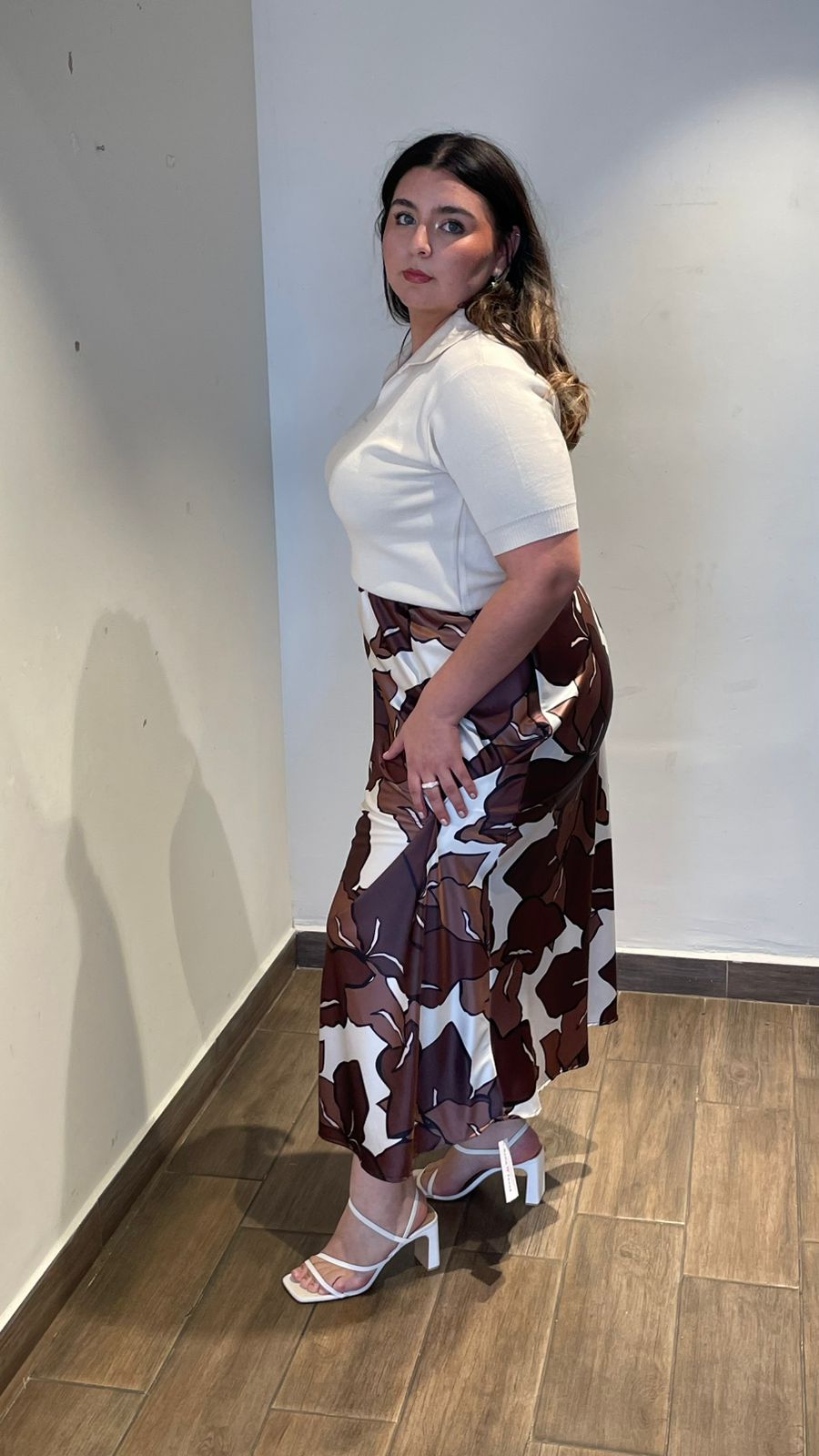 Falda En Satin Estampada