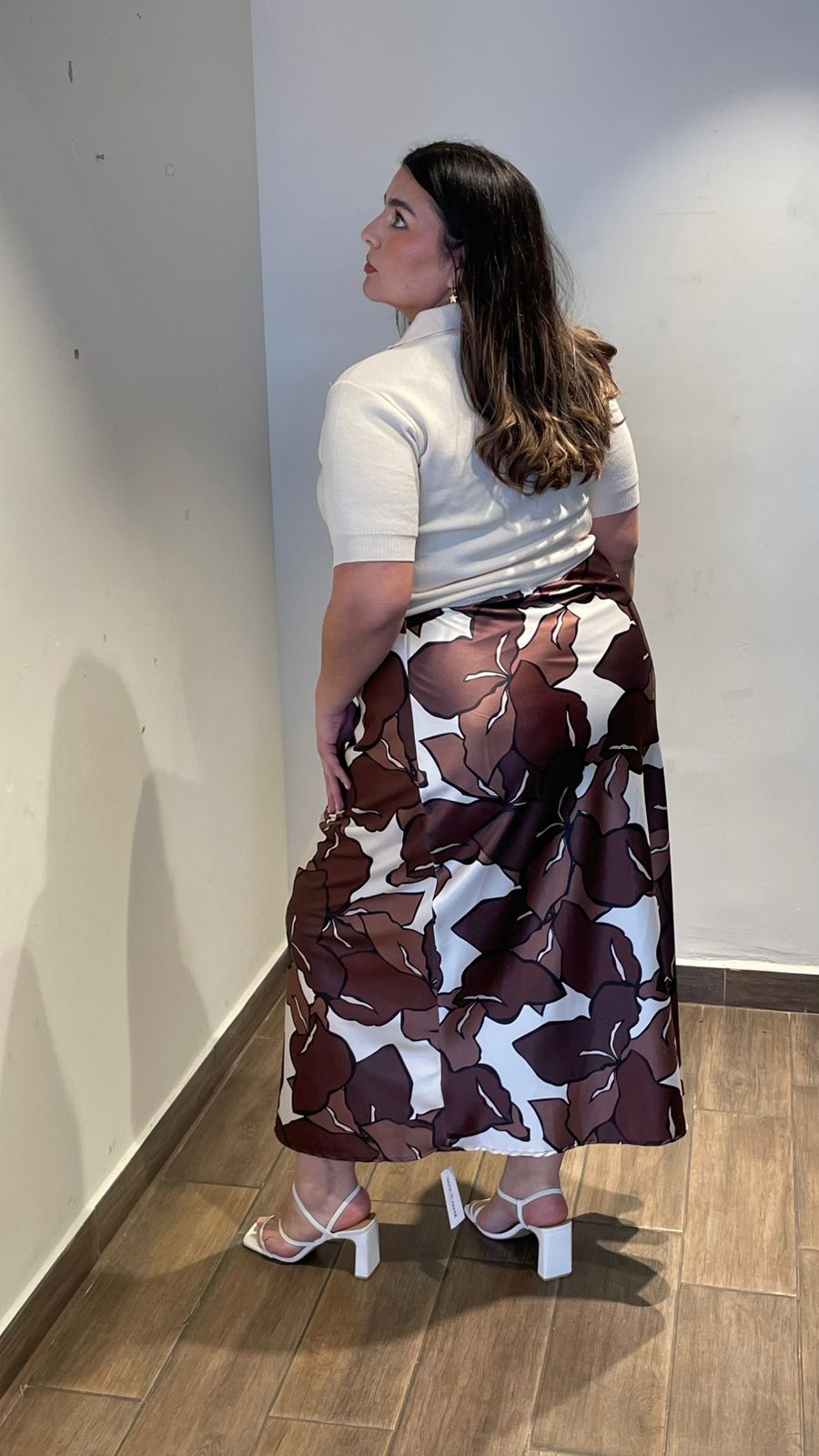 Falda En Satin Estampada