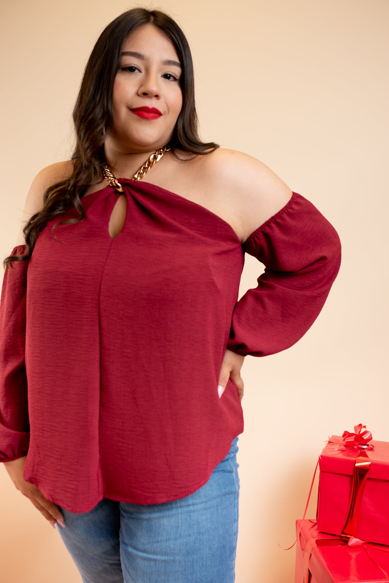 Blusa off the shoulder cadena