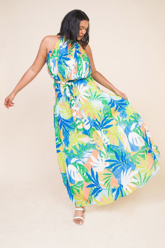 MAXI Vestido con estampado tropical