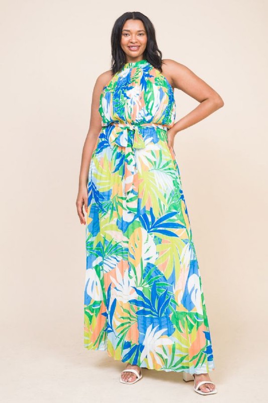 MAXI Vestido con estampado tropical