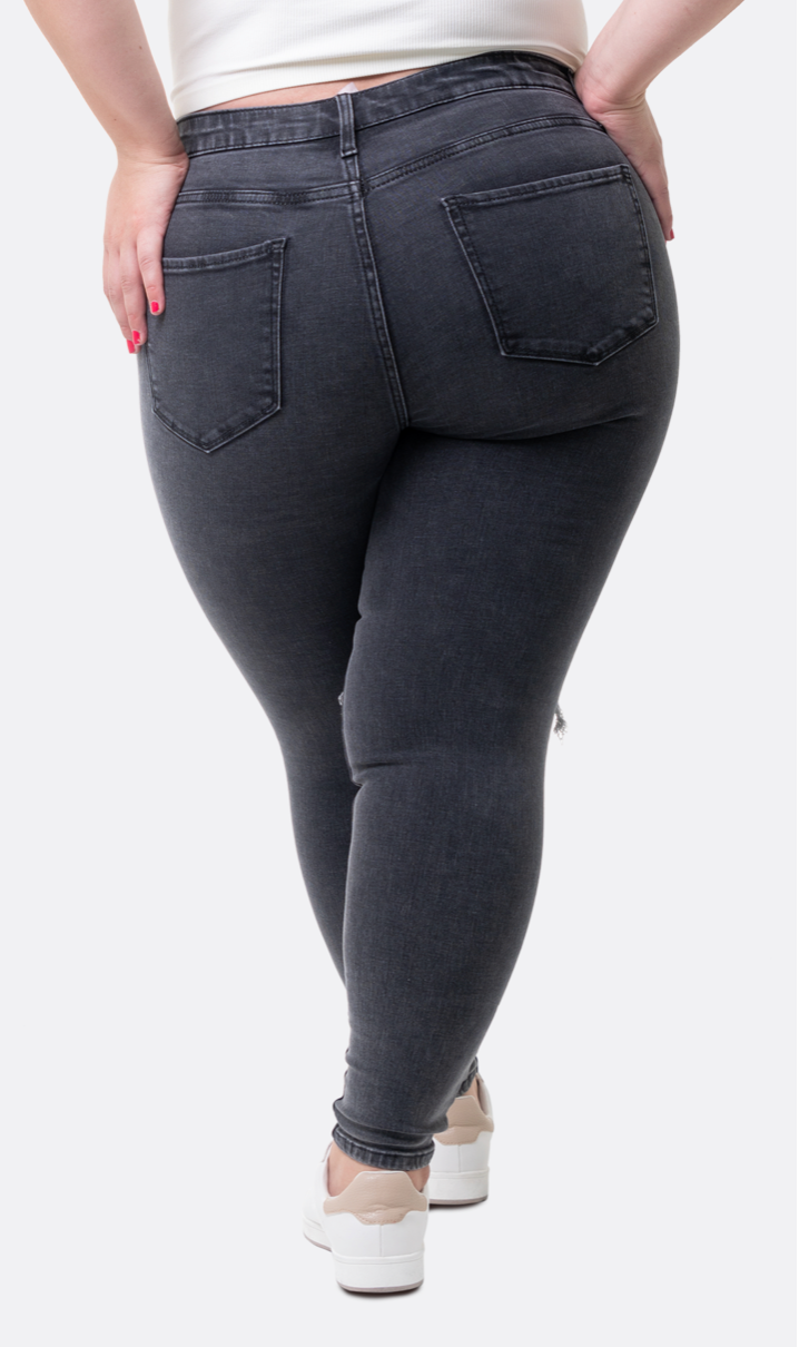 SKINNY jeans GRIS CON ROTURA