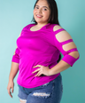 Blusa satinada con pedrería