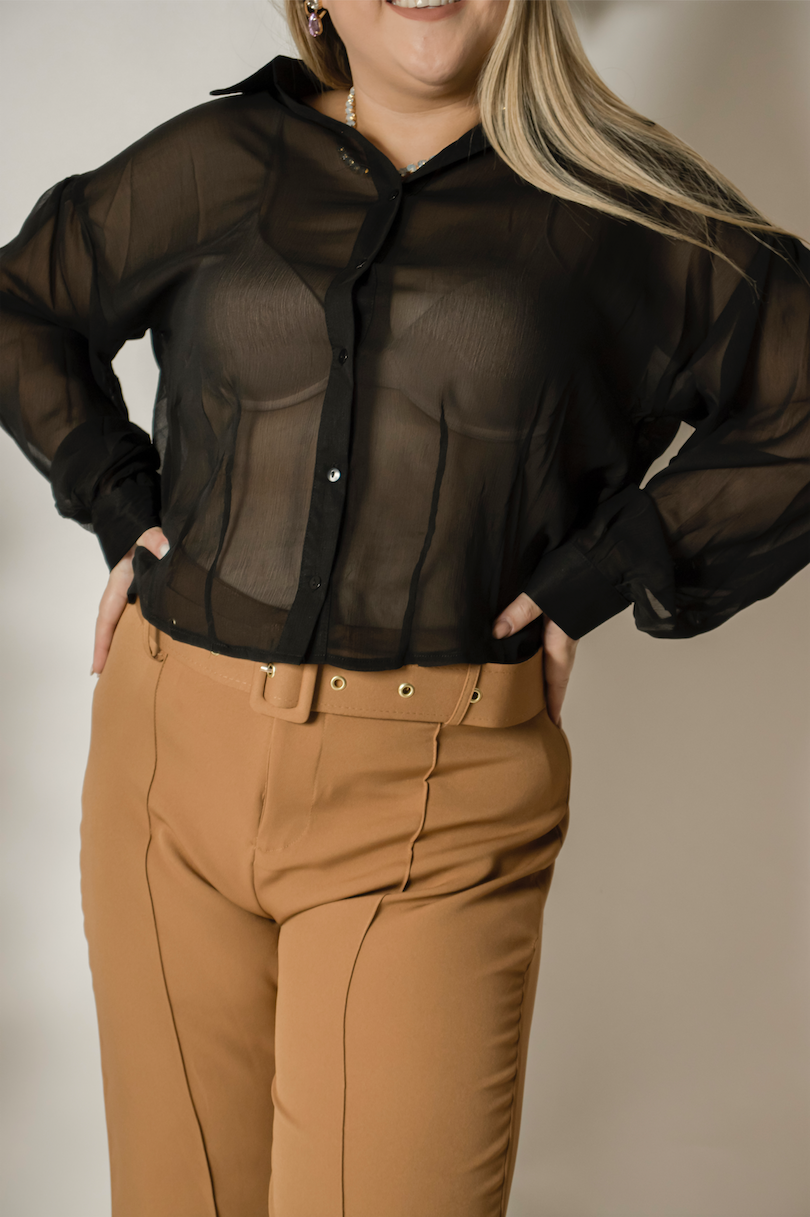 Pantalon vestir recto con cinto