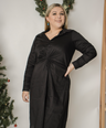 Vestido midi manga larga con nudo