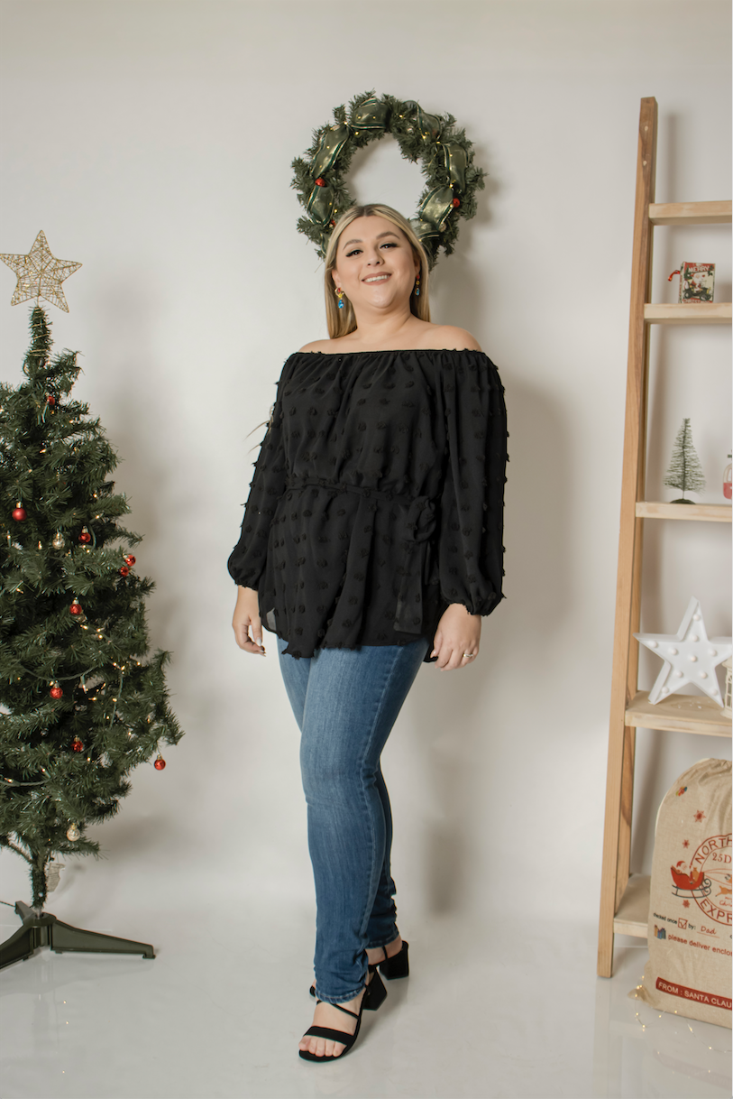 Blusa polka dot off the shoulders