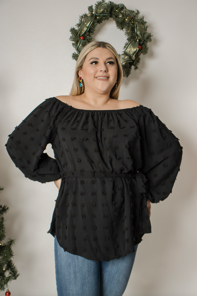Blusa polka dot off the shoulders