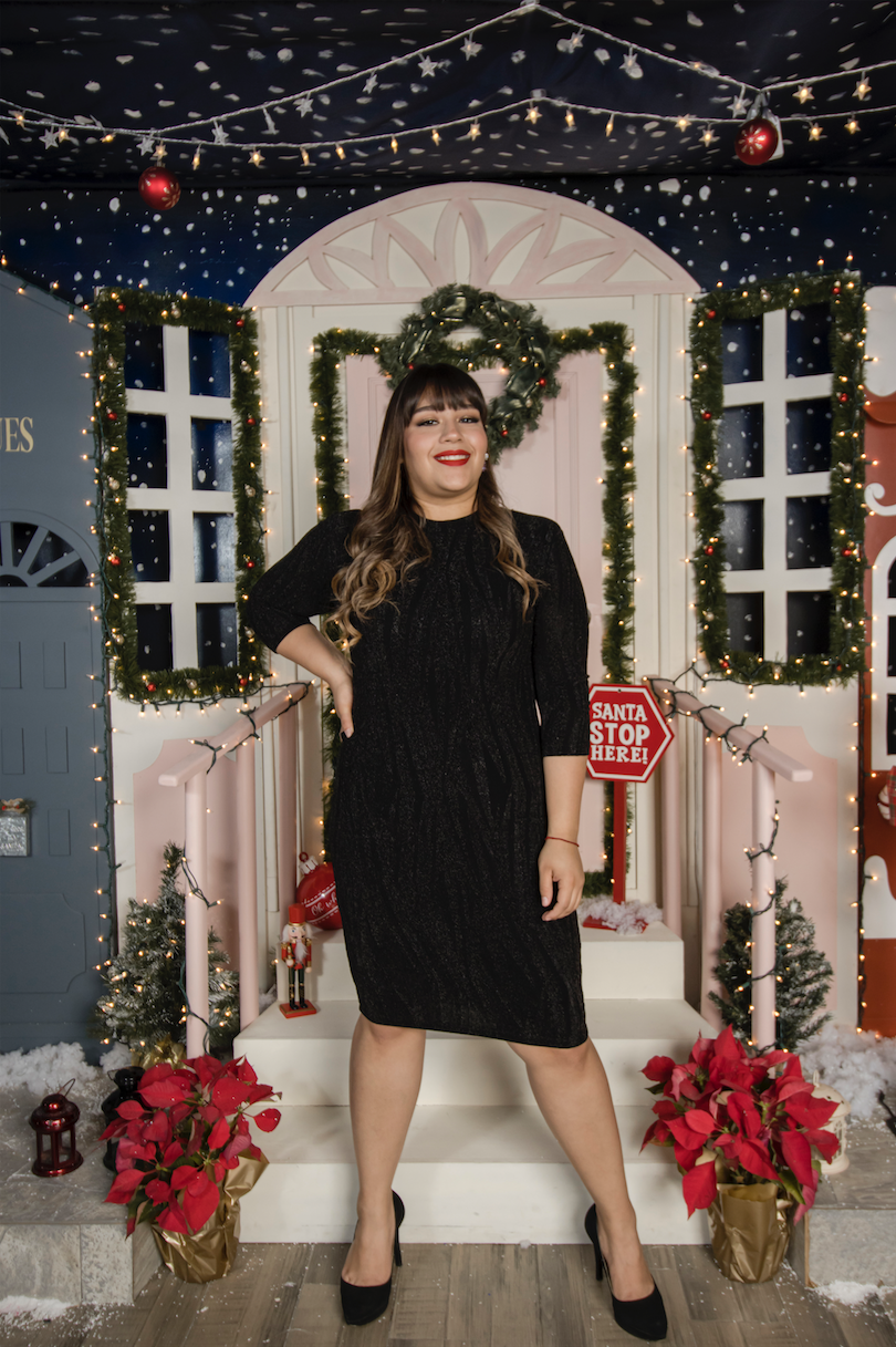Vestido midi brilloso estampado