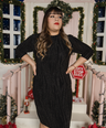 Vestido midi brilloso estampado