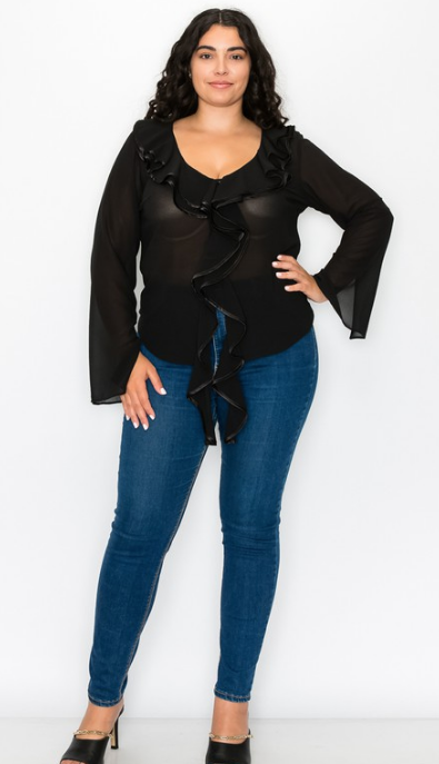 Blusa mesh manga larga