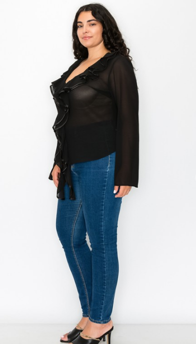 Blusa mesh manga larga sale