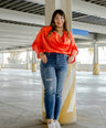 Blusa fiesta satinada manga campana