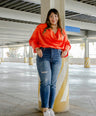 Blusa fiesta satinada manga campana