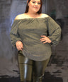 Blusa brillosa off the shoulders