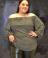Blusa brillosa off the shoulders