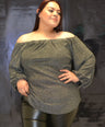 Blusa brillosa off the shoulders