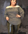 Blusa brillosa off the shoulders