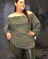 Blusa brillosa off the shoulders
