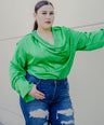 Blusa fiesta satinada manga campana