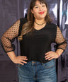 Blusa manga mesh polka dot