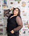Blusa manga larga mesh con brillo