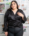 Blusa satin manga campana