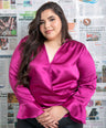 Blusa satin manga campana
