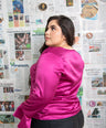 Blusa satin manga campana