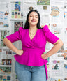 Blusa pemplum con lazo